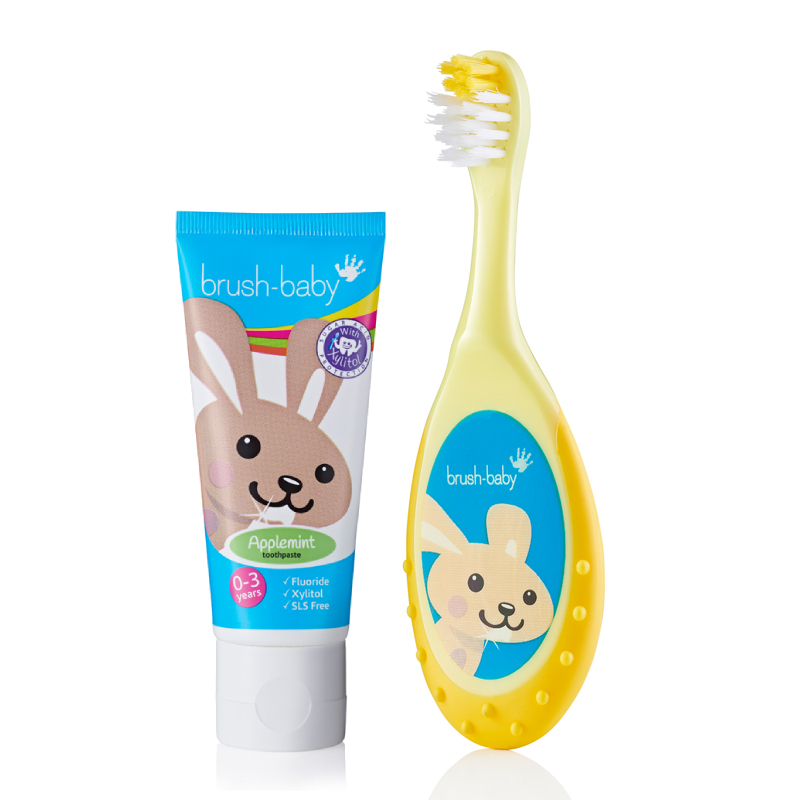 Brush-Baby Children's Applemint Toothpaste with Xylitol (0 to 3 years) + FlossBrush 0-3 years